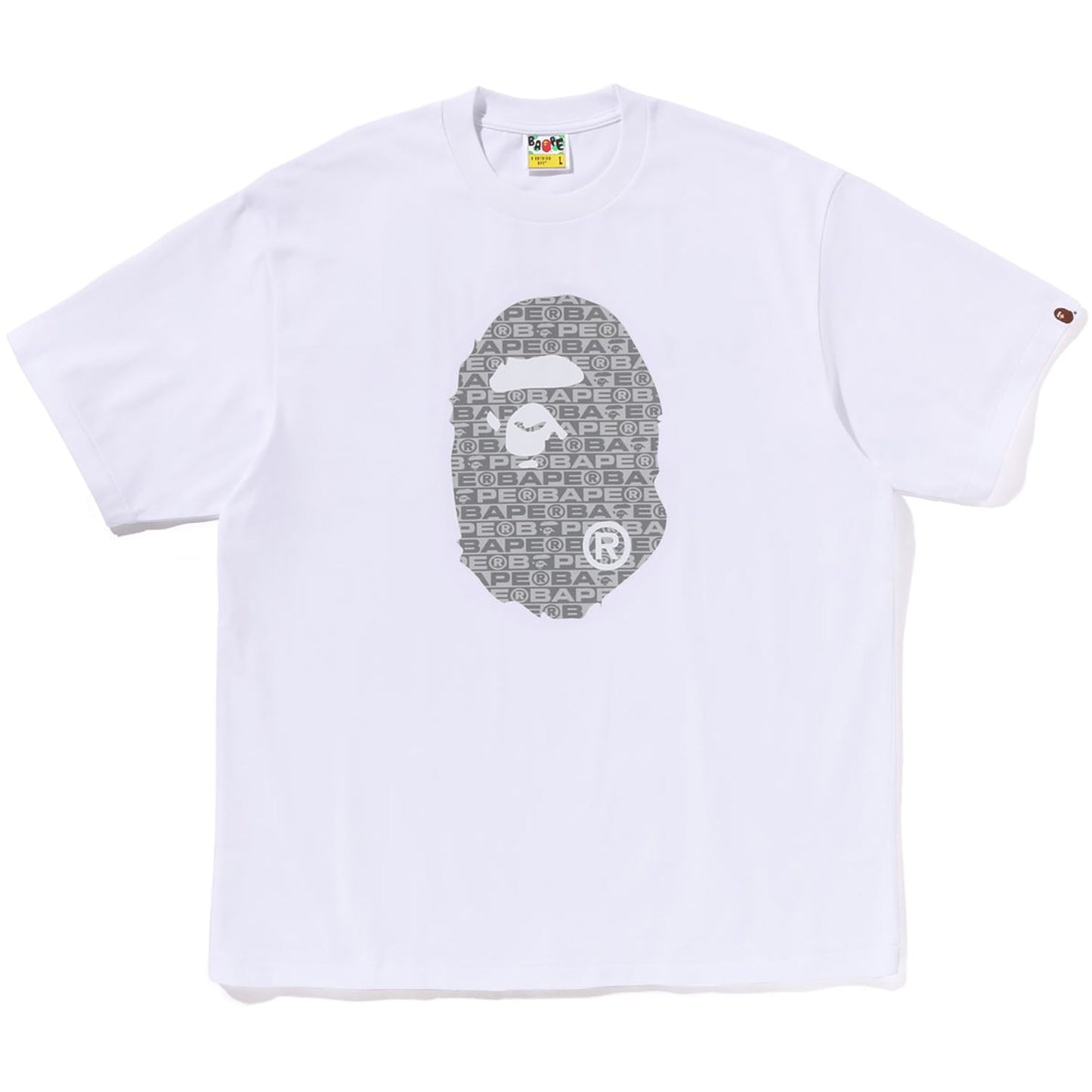 Bape Lux Sport Pattern Ape Head Relaxed Fit White Tee