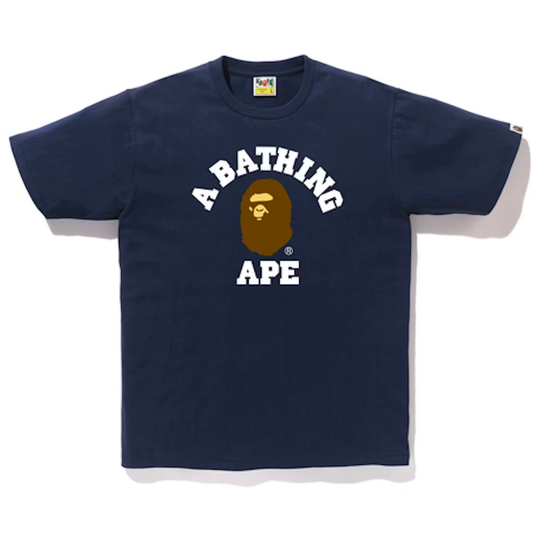 A Bathing Ape Bape College Navy Tee
