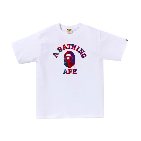 A Bathing Ape Color Camo Crazy College White Tee