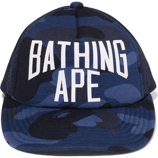 A Bathing Ape Color Camo NYC Logo Blue Mesh Cap