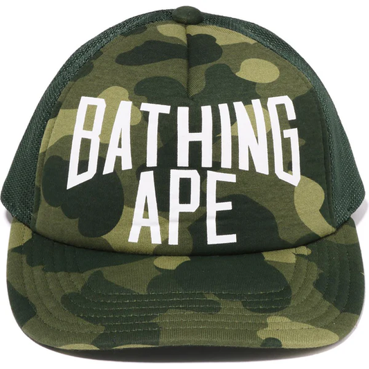 A Bathing Ape Color Camo NYC Logo Green Mesh Cap