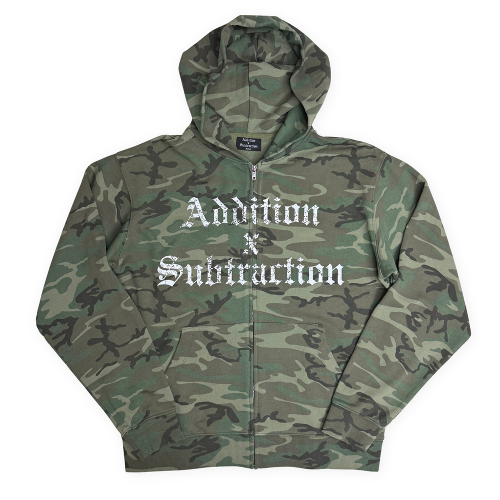Addition X Subtraction Camo Zip Up Hoodie