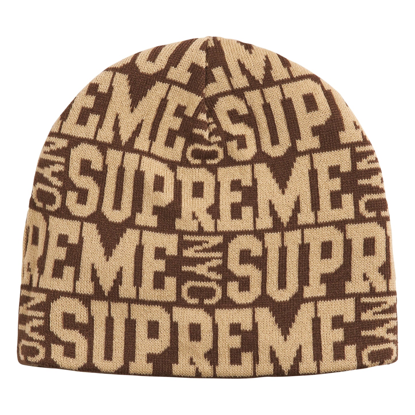 Supreme Reversible Camo brown beanie, front view