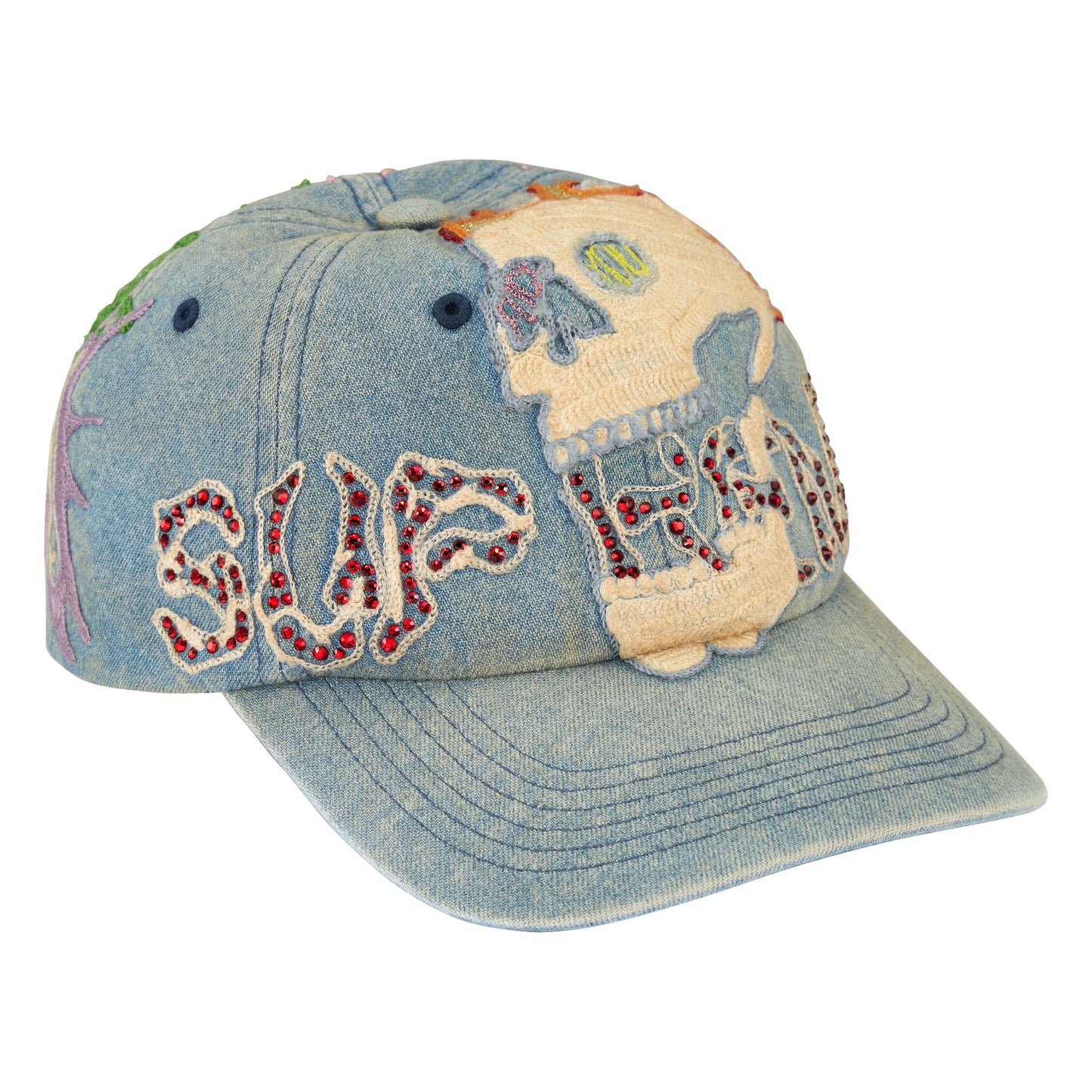 Supreme WFST denim 6-panel cap, back view