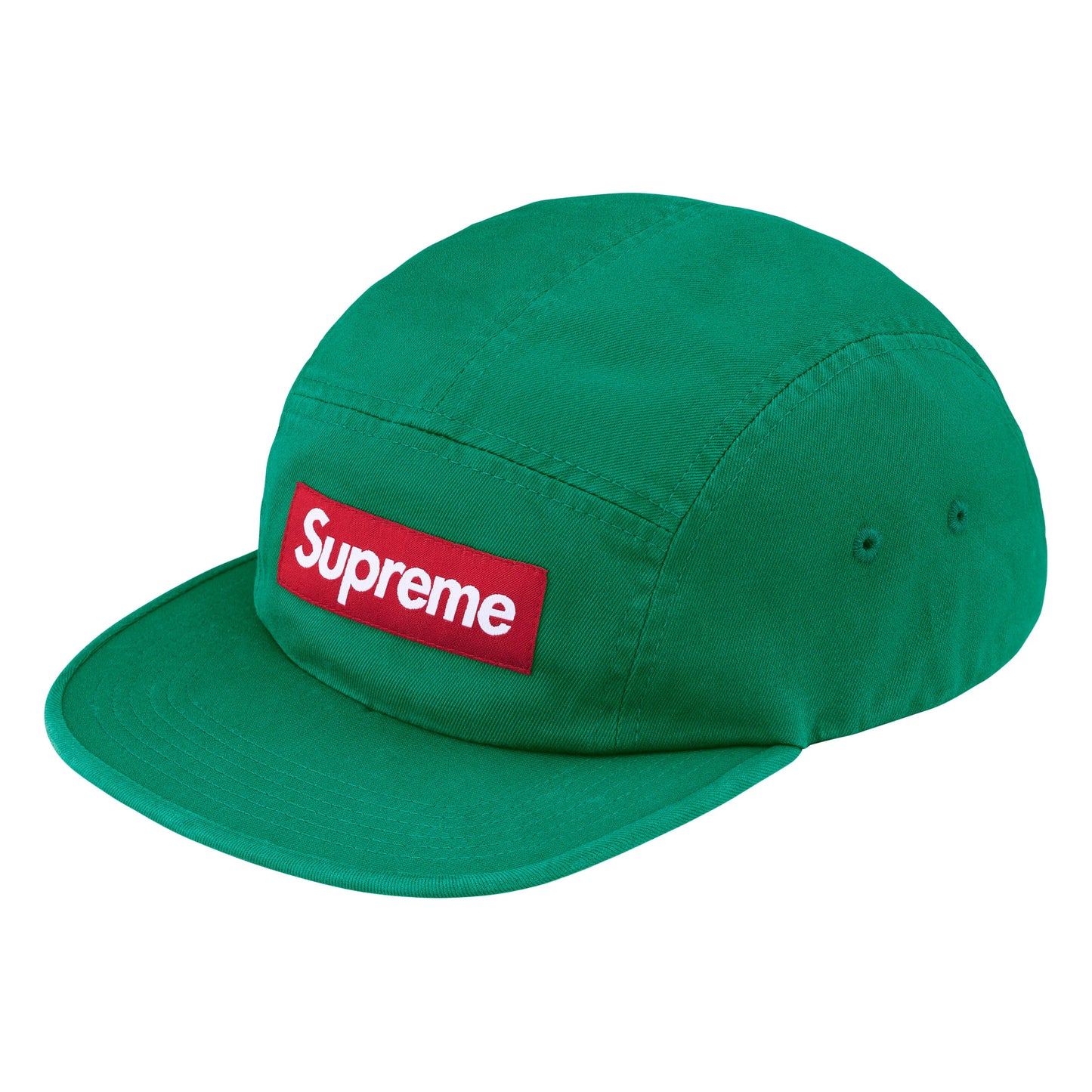 Supreme Washed Chino Twill green camp cap, front view