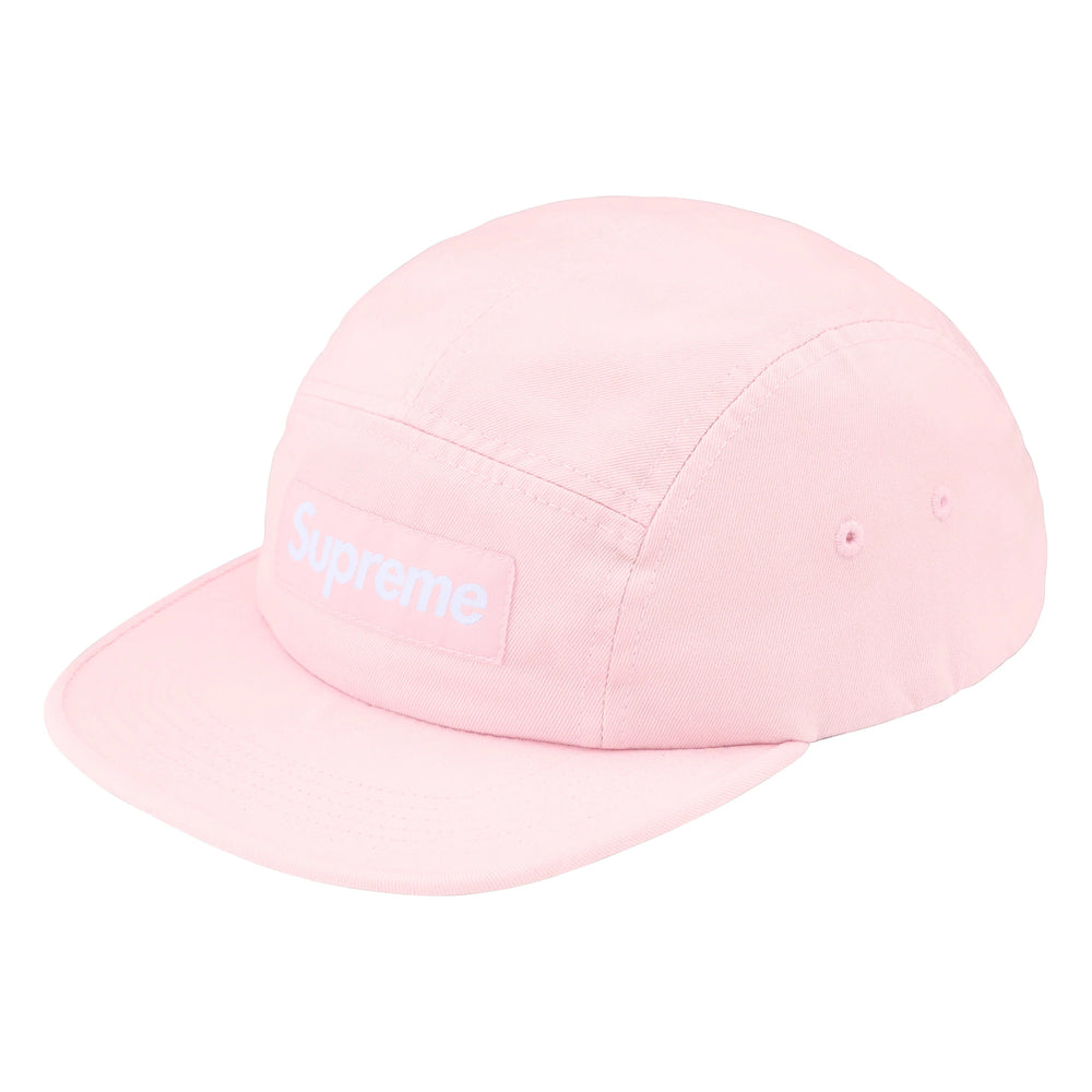 Supreme Washed Chino Twill pink camp cap, front view