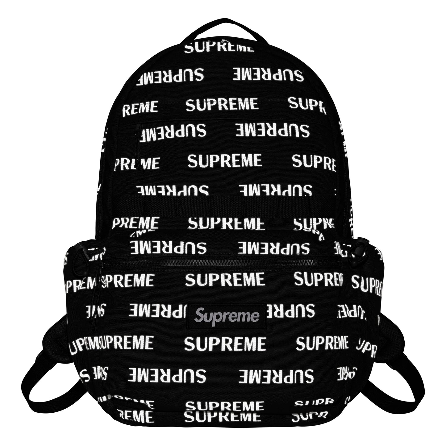 Supreme black backpack, back view