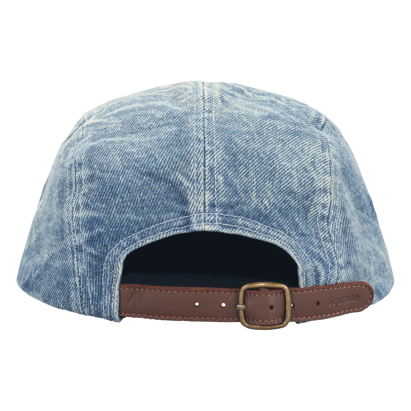 Supreme Washed Chino Twill denim camp cap, back view