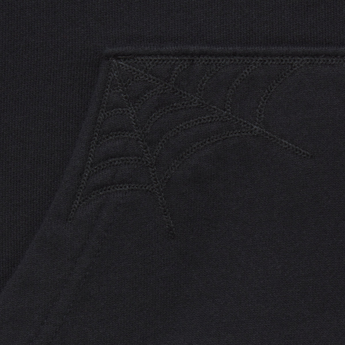 Sp5der Overprint Onyx Zip Hoodie embroidery detail