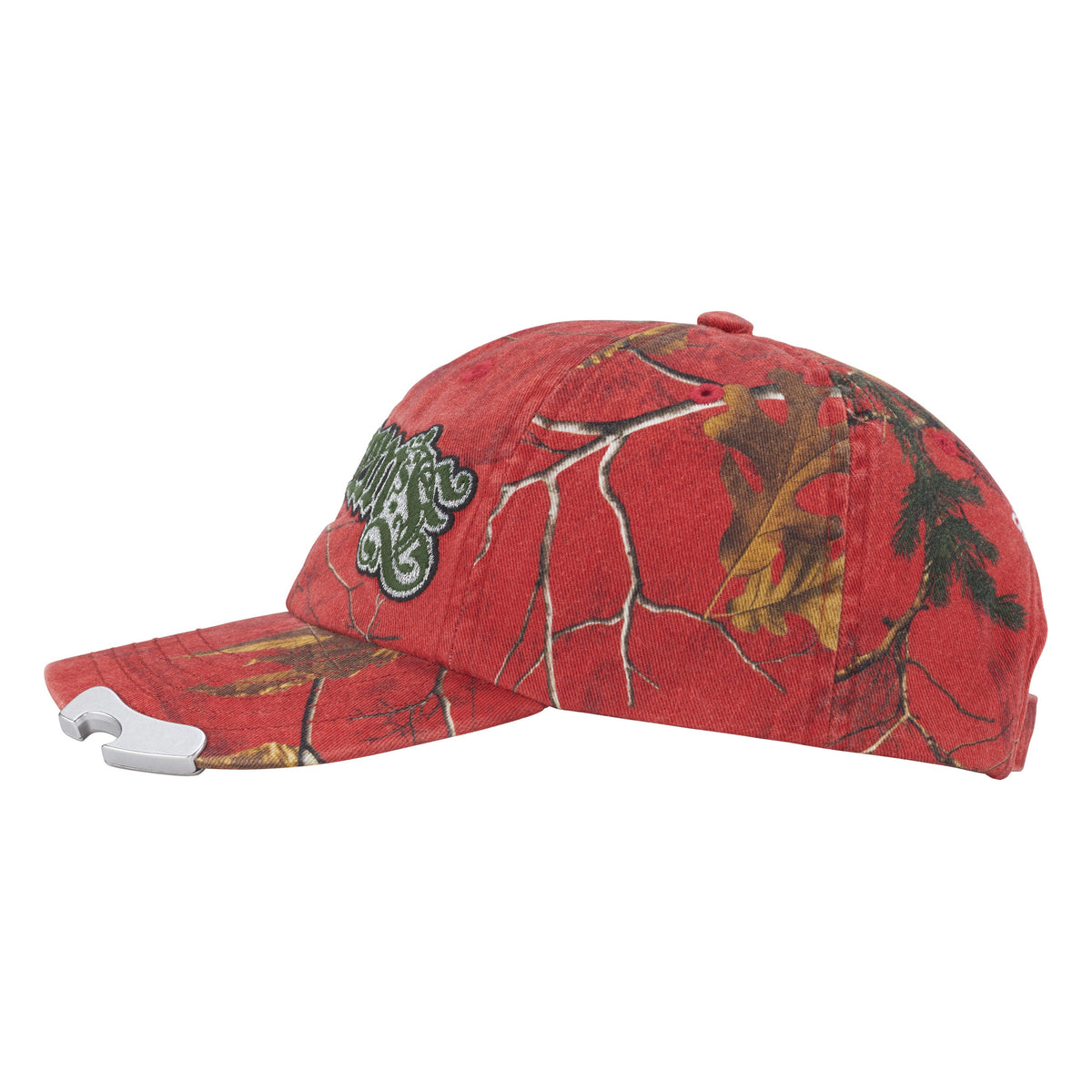 Supreme Bottle Opener realtree xtra red camo 6-panel cap, side view