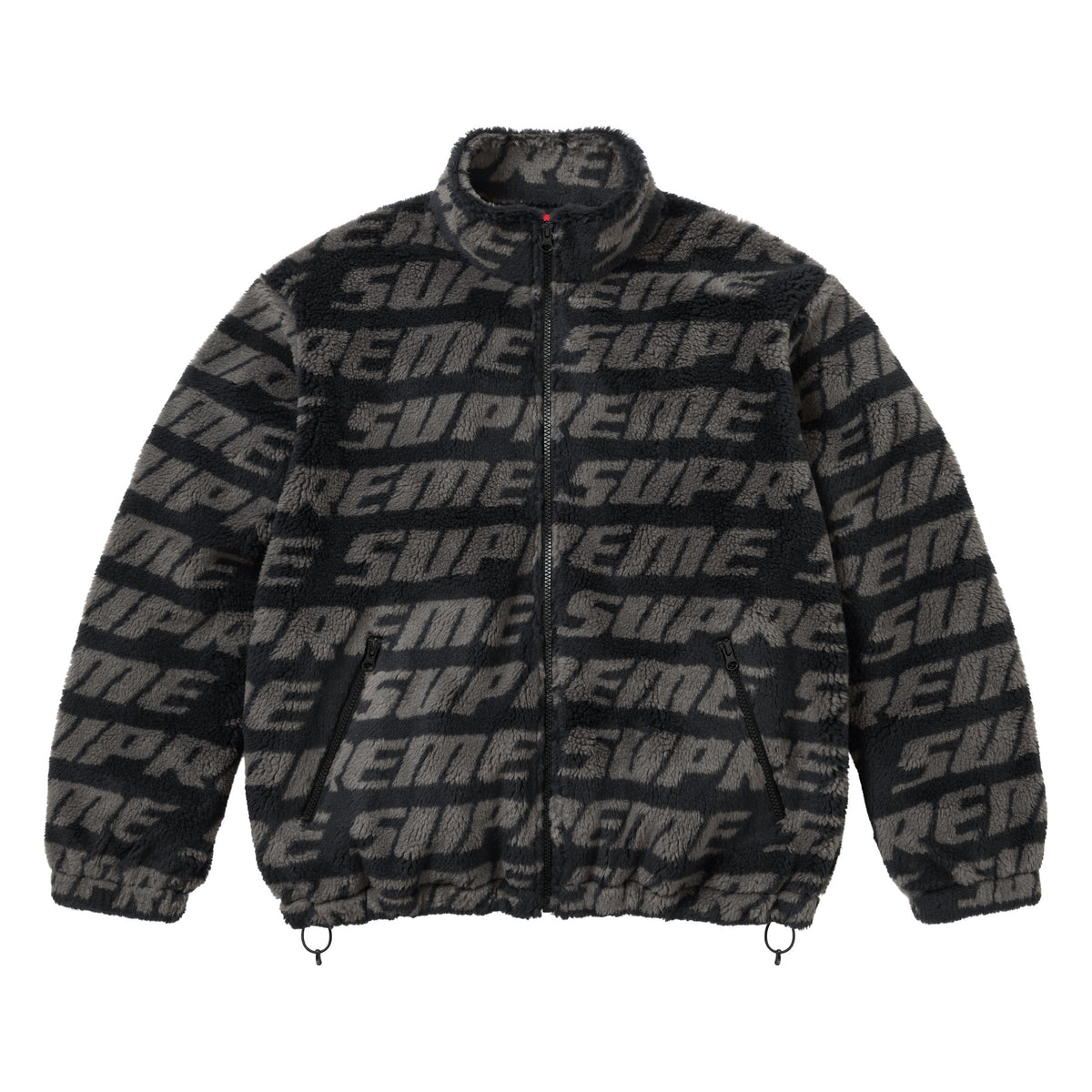 Supreme Repeat Jacquard black fleece jacket, front view