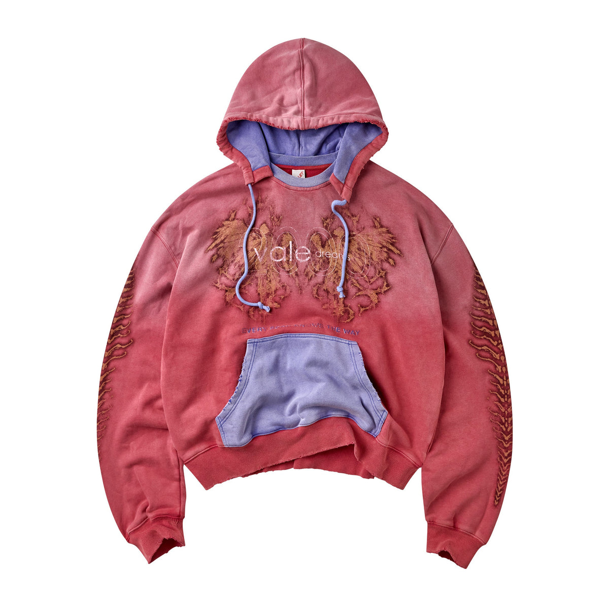 Vale Sun red pullover hoodie, front view