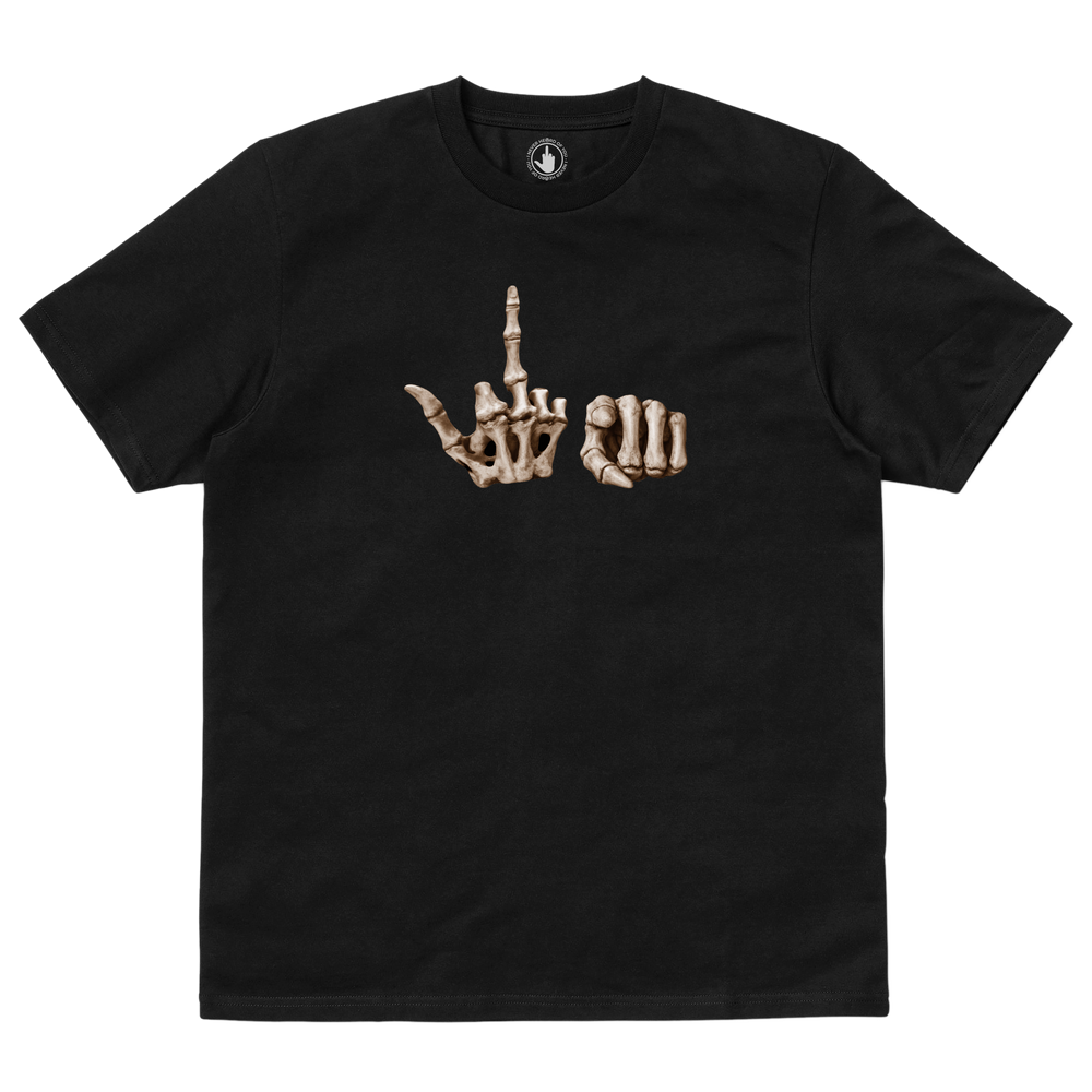 I Never Heard Of You Bone Hands black T-shirt, front view