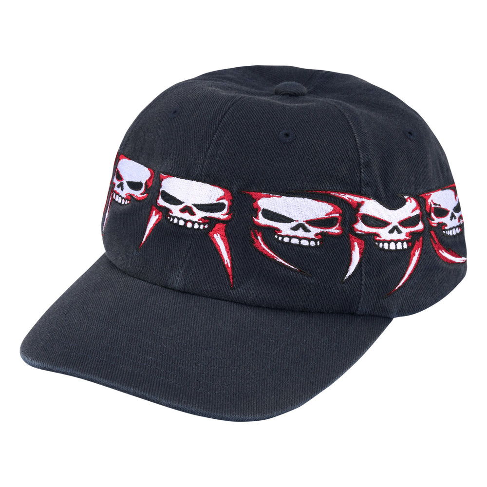 Supreme Skulls Spellout navy 6-panel cap, front view