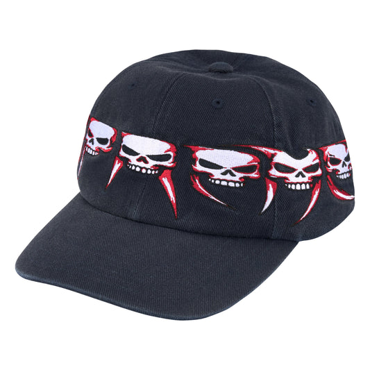 Supreme Skulls Spellout navy 6-panel cap, front view