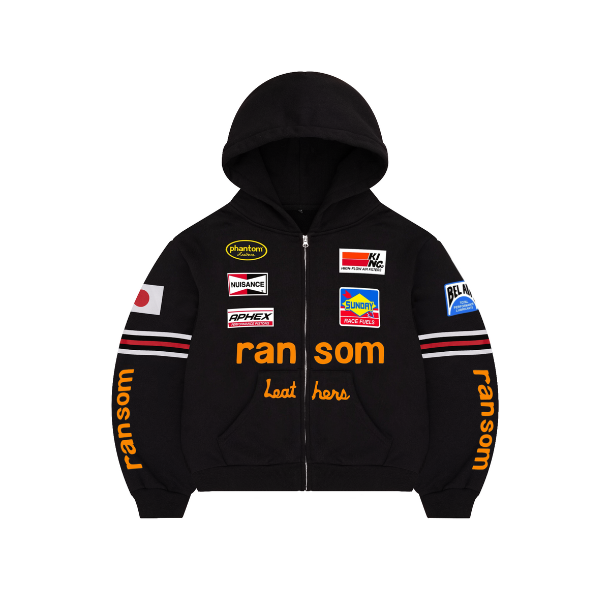 Bravest Studios Ransom black zip up hoodie, front view