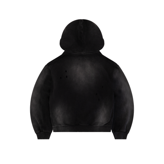 Bravest Studios Balkan vintage black zip up hoodie, back view