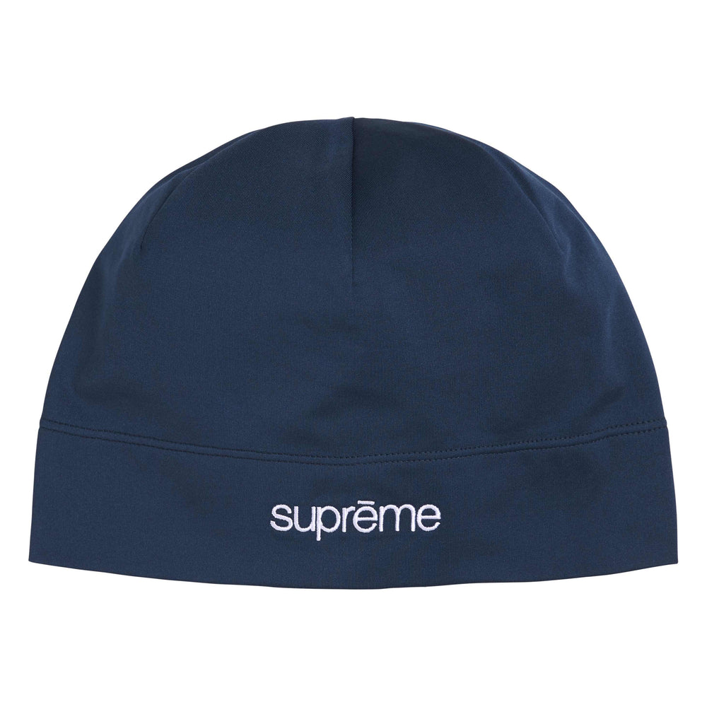 Supreme Base Layer navy beanie, front view