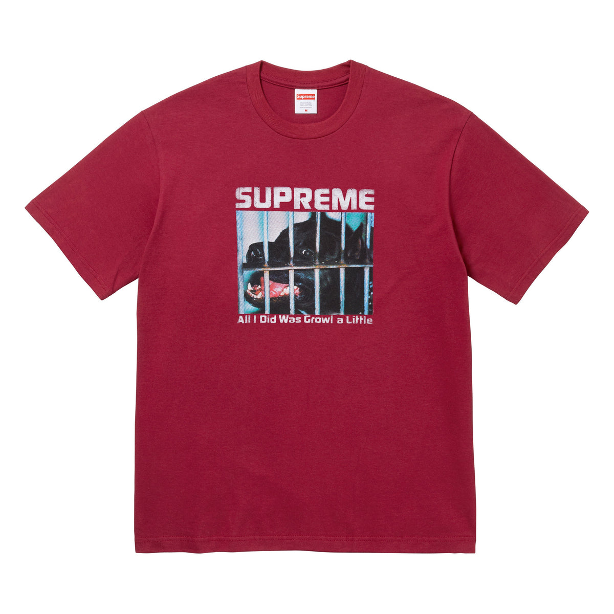 Supreme Growl cardinal T-shirt, front view