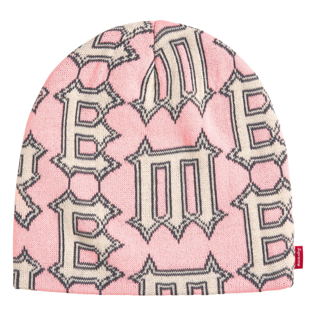 Supreme Spike light pink beanie, back view