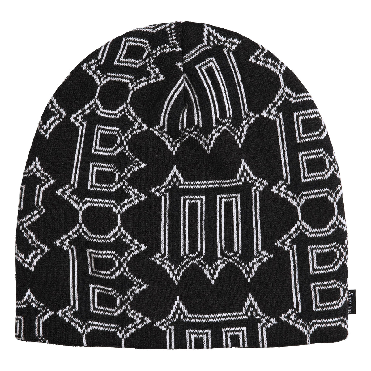 Supreme Spike black beanie, back view