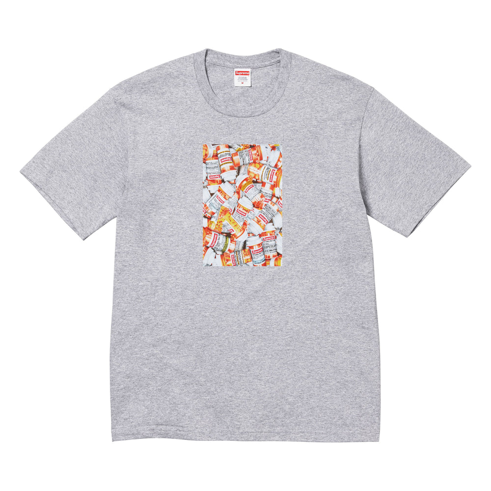 Supreme Pills heather grey T-shirt, front view