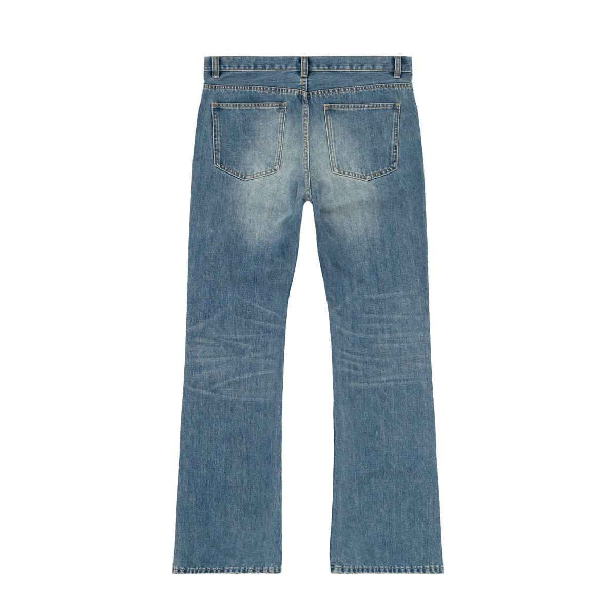 Bravest Studios Flare Denim blue pants, back view
