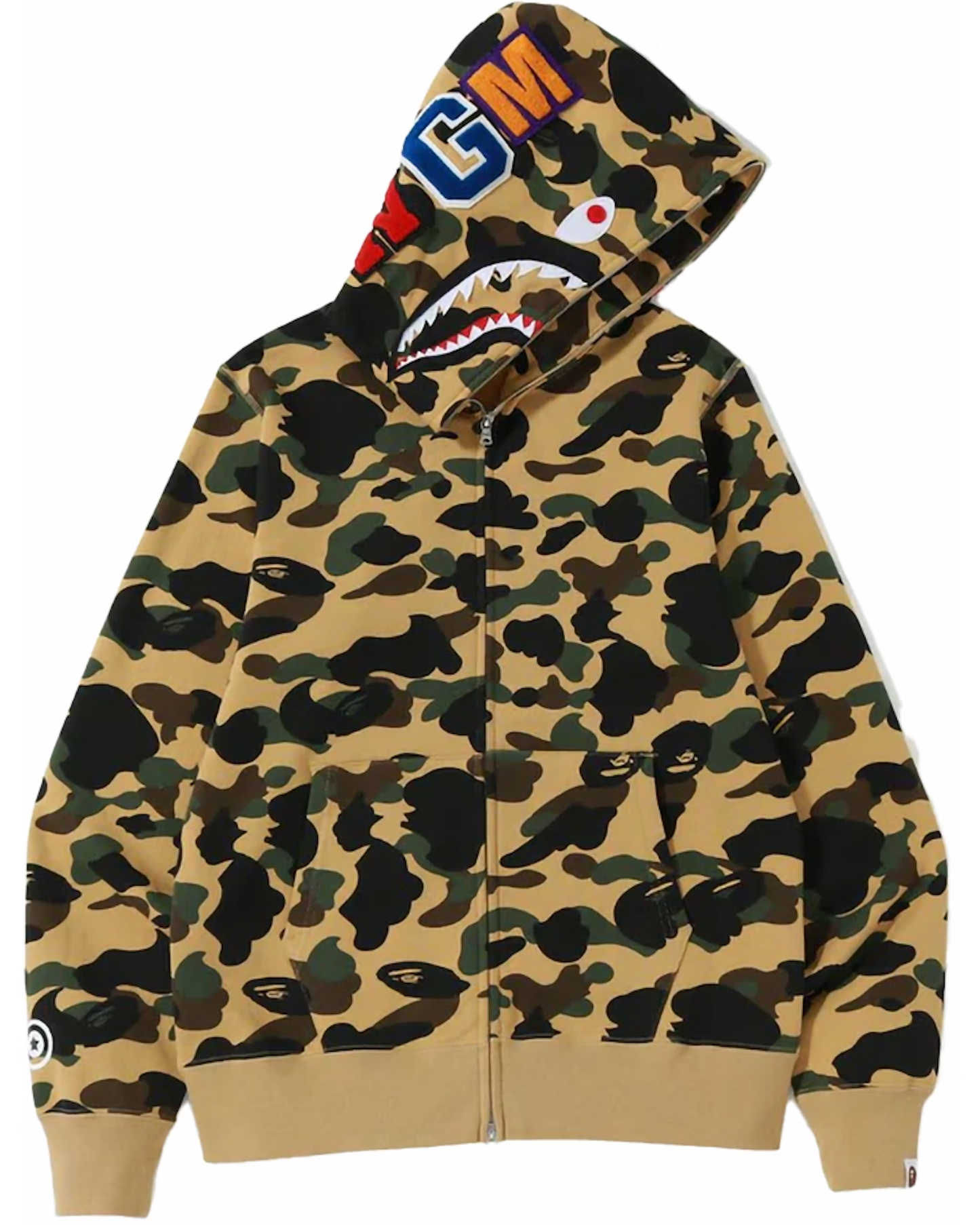 BAPE 1st Camo Shark Yellow Full Zip Hoodie