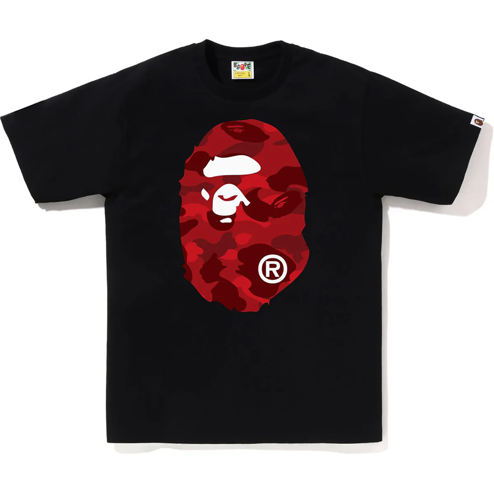 Bape Color Camo Big Ape Head Black Red Tee