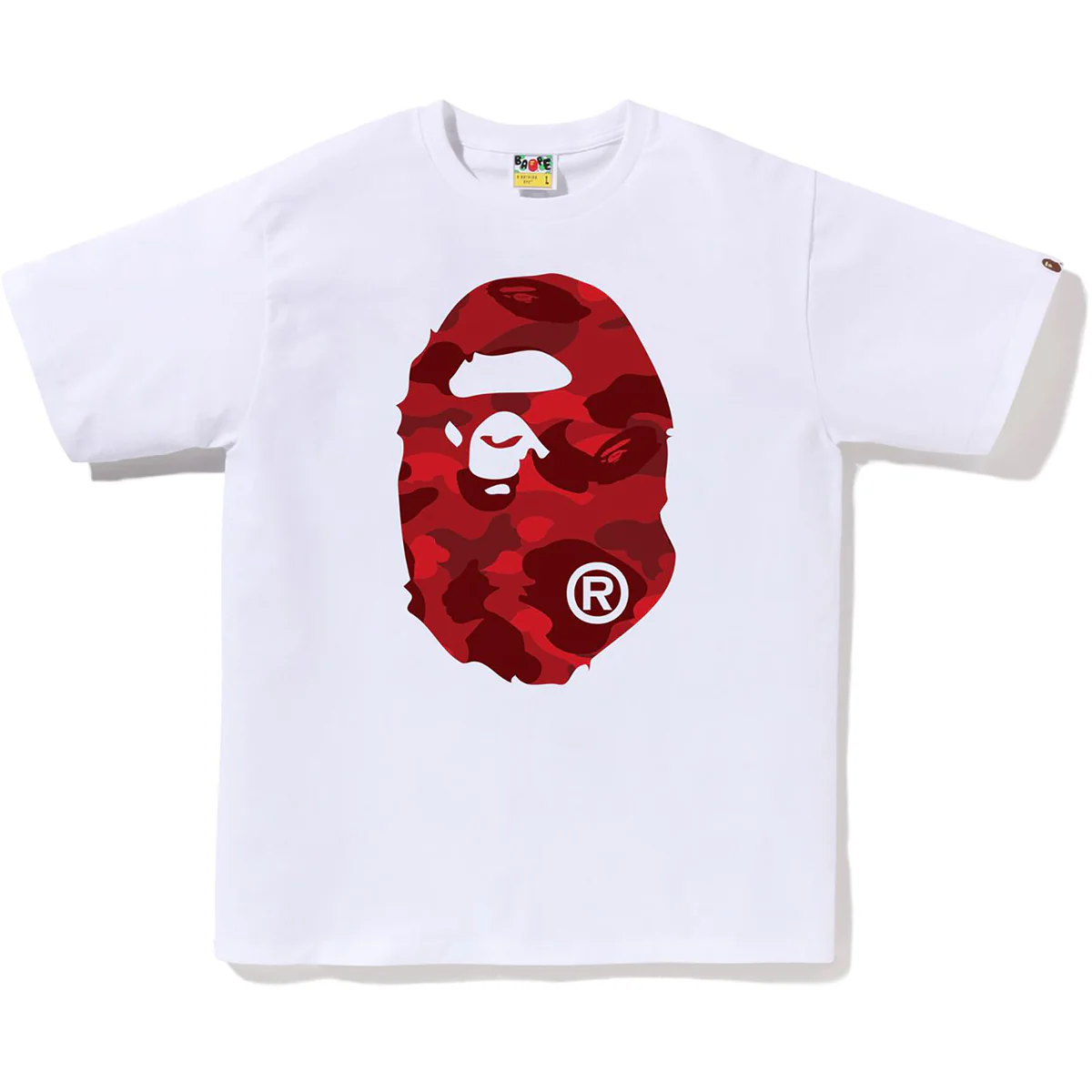 Bape Color Camo Big Ape Head White Red Tee