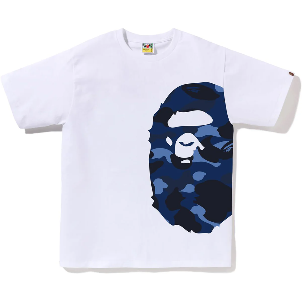 Bape Color Camo Side Big Ape Head White Blue Tee