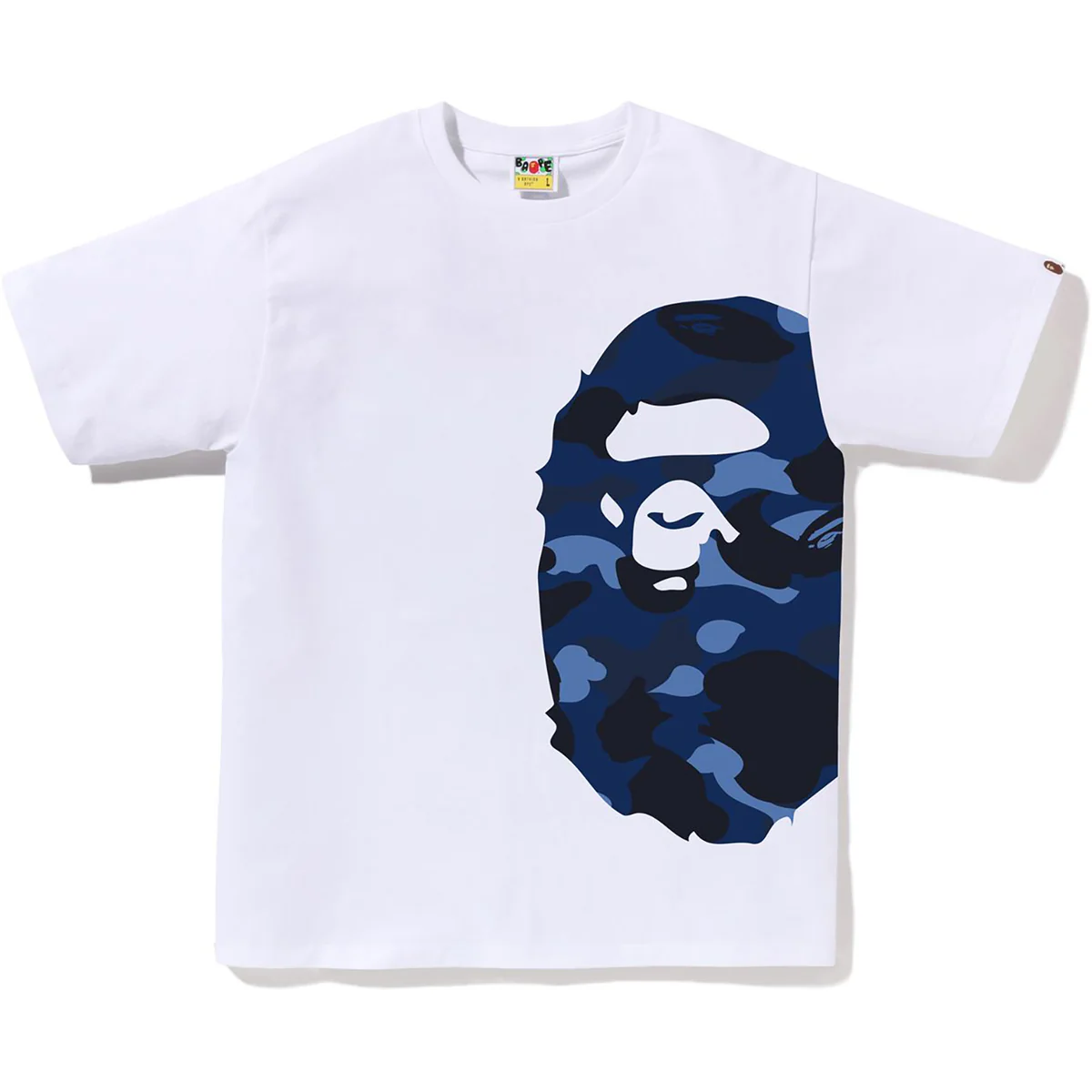 Bape Color Camo Side Big Ape Head White Blue Tee
