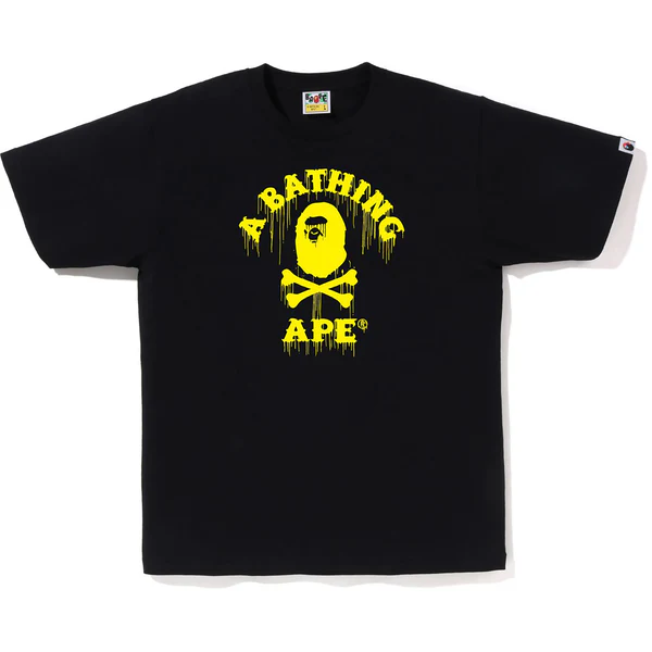 Bape Drip Ape Crossbone College Black Tee