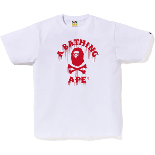 Bape Drip Ape Crossbone College White Tee