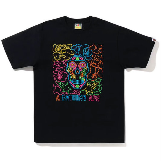A Bathing Ape Halloween Neon Skull Black Tee