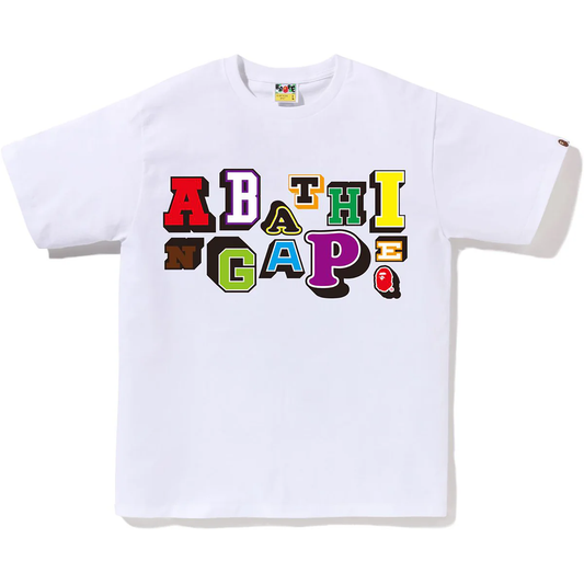 Bape Varsity Font White Tee