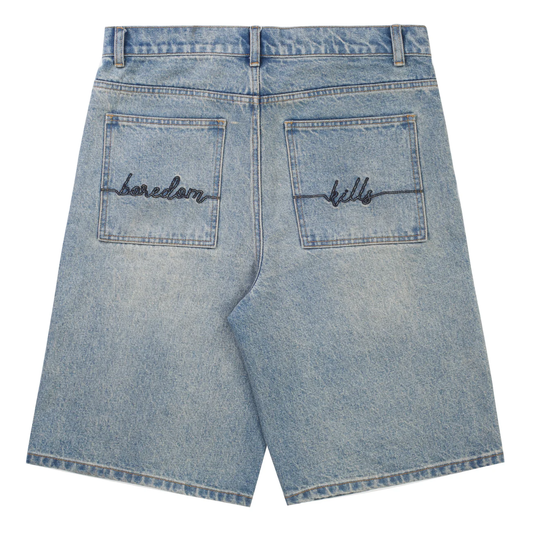 Boredom Kills BK Spider Indigo Denim Shorts