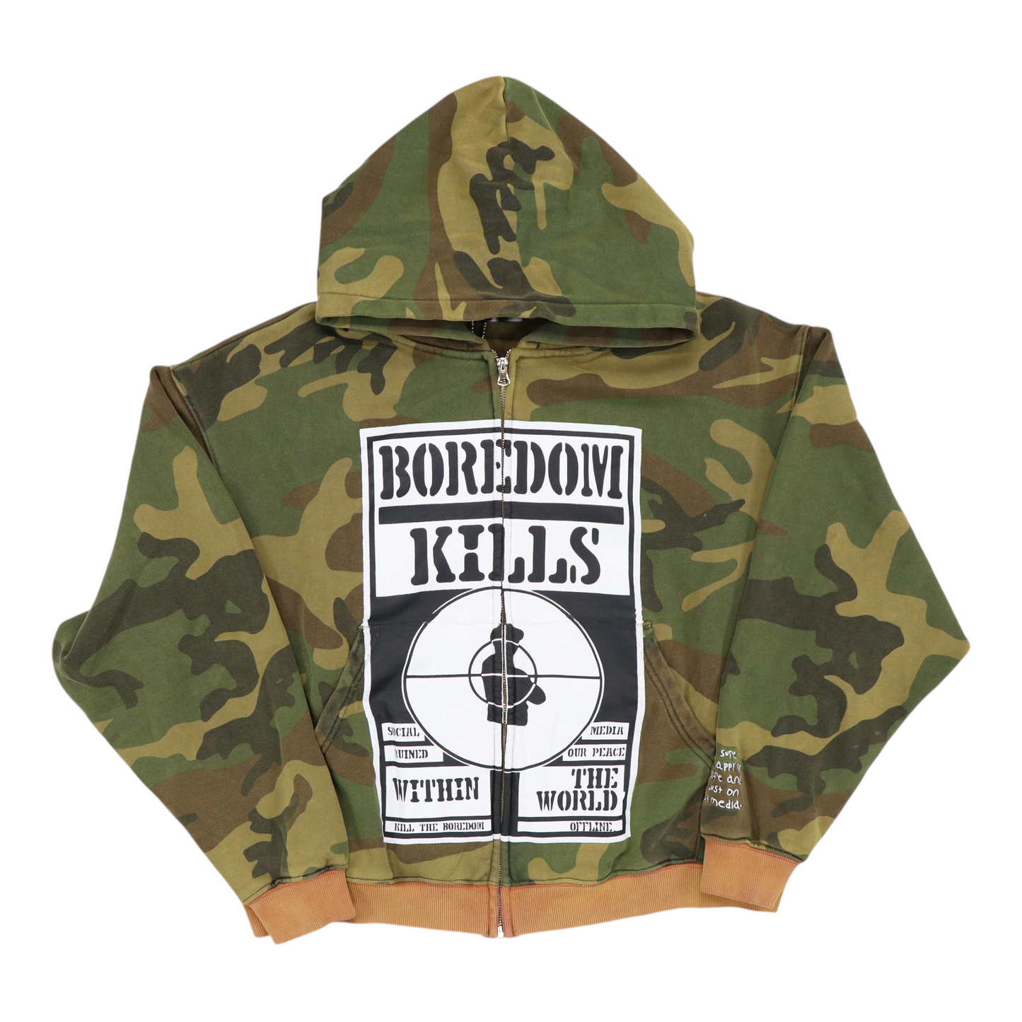 Boredom Kills Camo Zip Up Hoodie