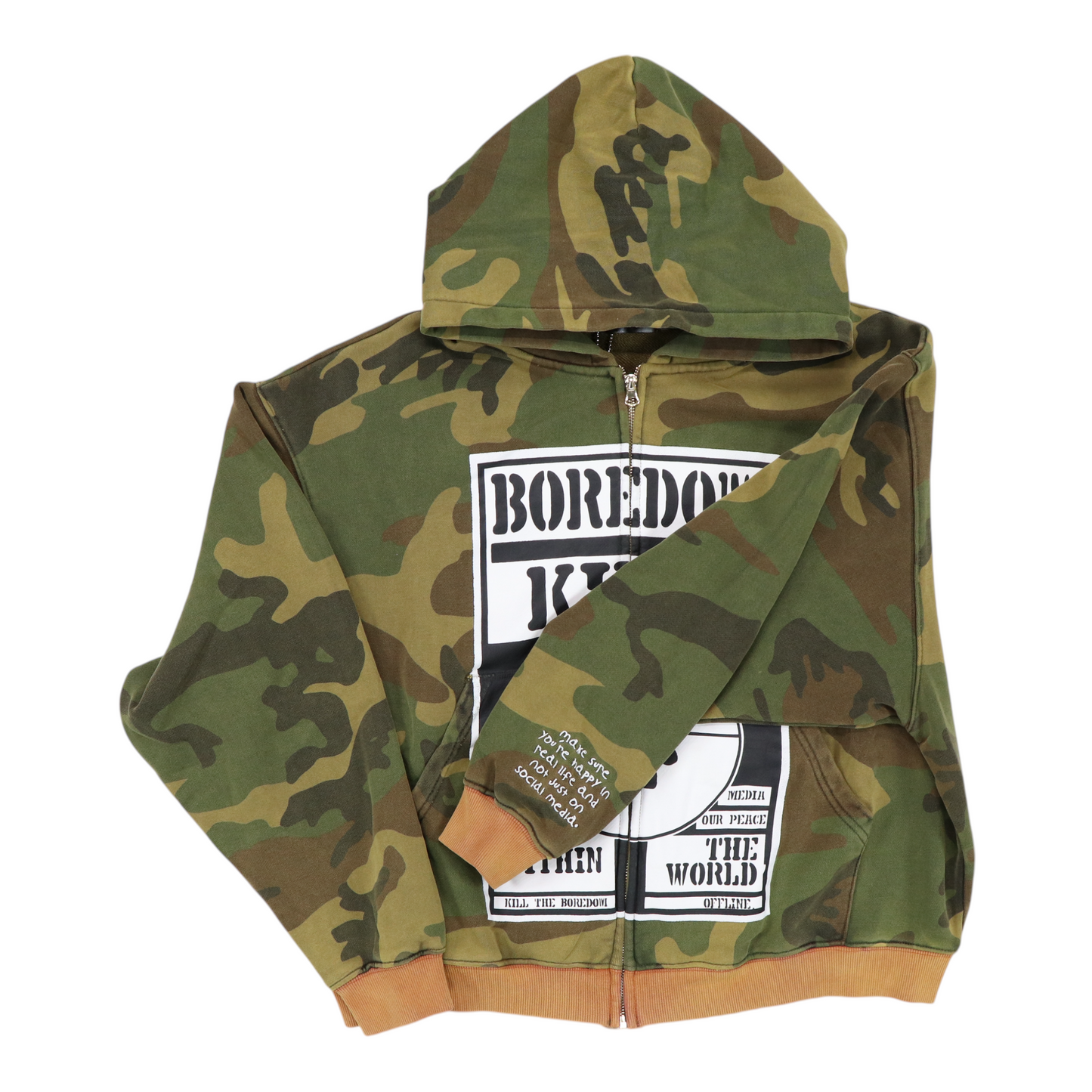 Boredom Kills Camo Zip Up Hoodie