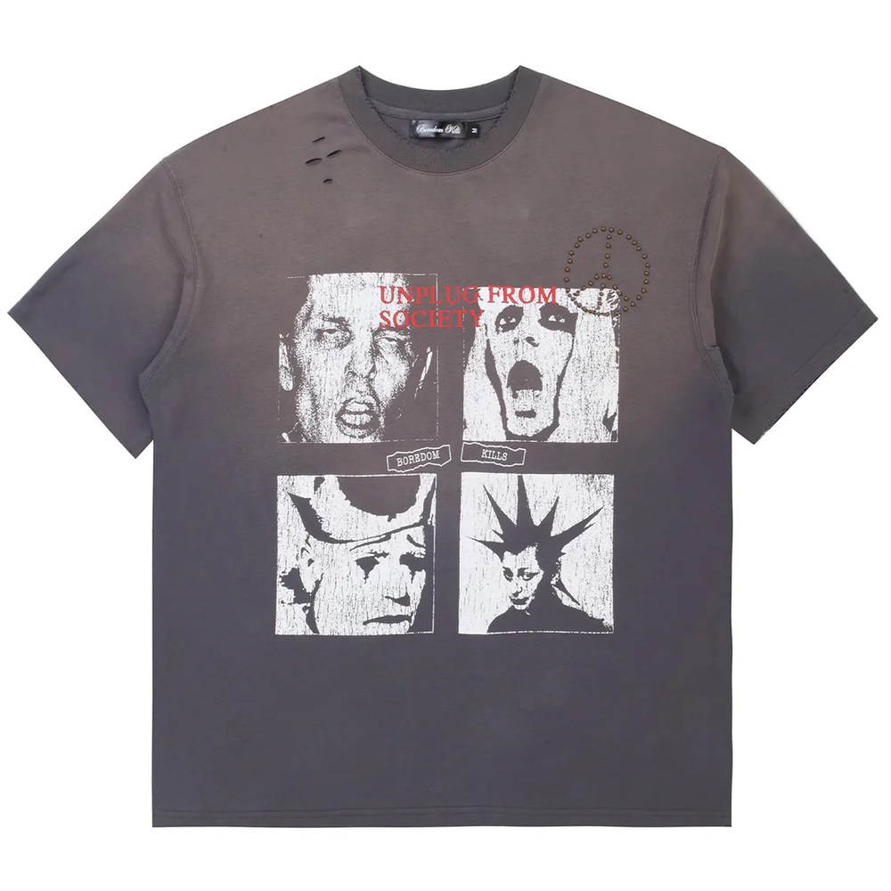 Boredom Kills Studded Unplug Black Tee