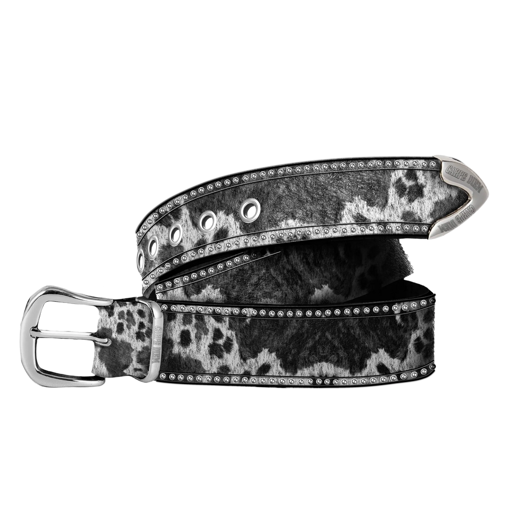 Carpe Diem Cow Print Pony Hair Belt