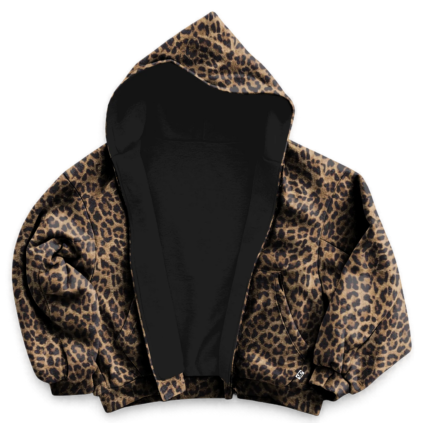 Carpe Diem Rosettes Reversible Black/Cheetah Zip Up Hoodie