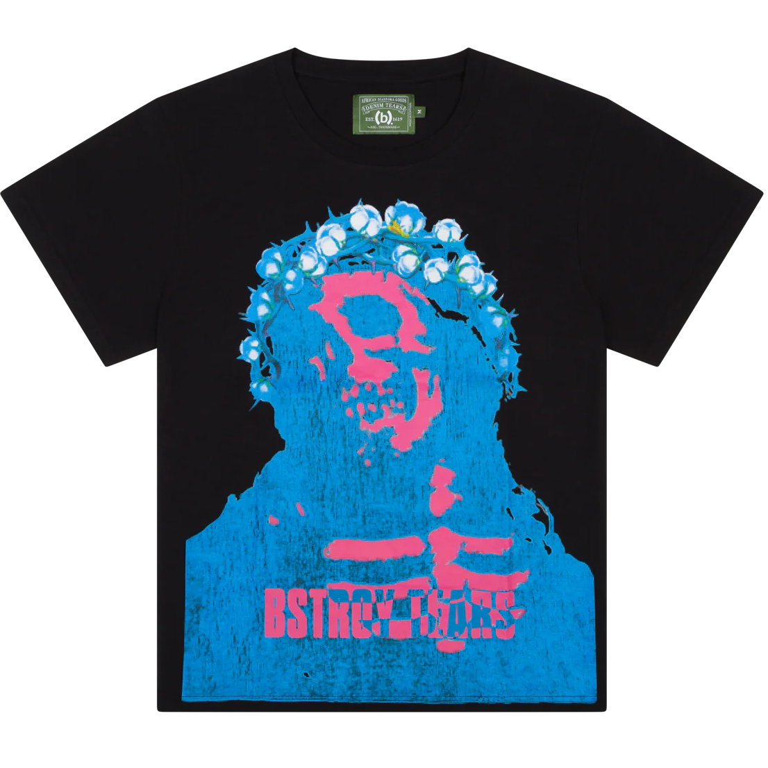 Denim Tears Bstroy Tears Crown Made Of Cotton Black Tee - WyCo 