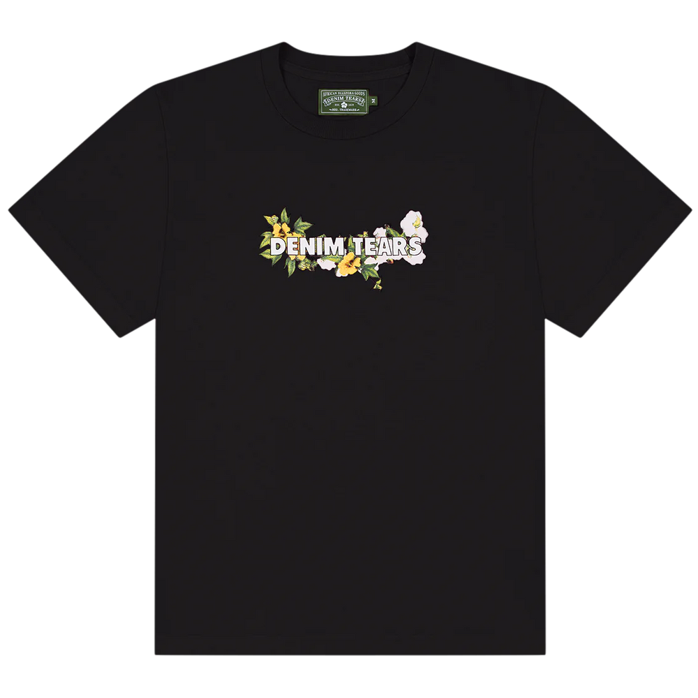 Denim Tears Cotton Floral Logo Black Tee