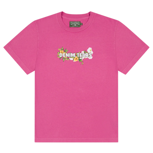 Denim Tears Cotton Floral Logo Pink Tee