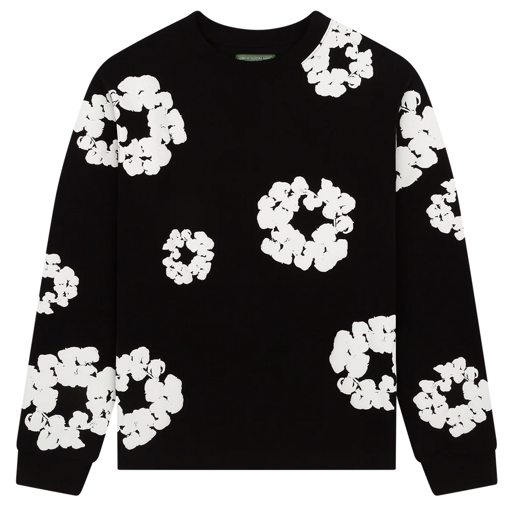 Denim Tears The Cotton Wreath Long Sleeve Black Tee