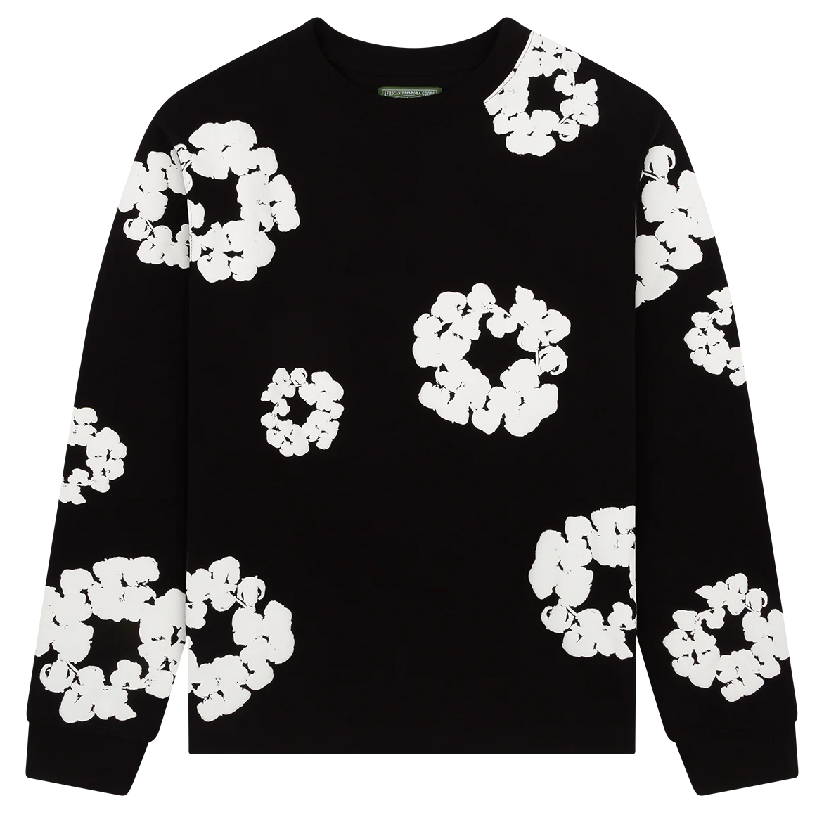 Denim Tears The Cotton Wreath Long Sleeve Black Tee