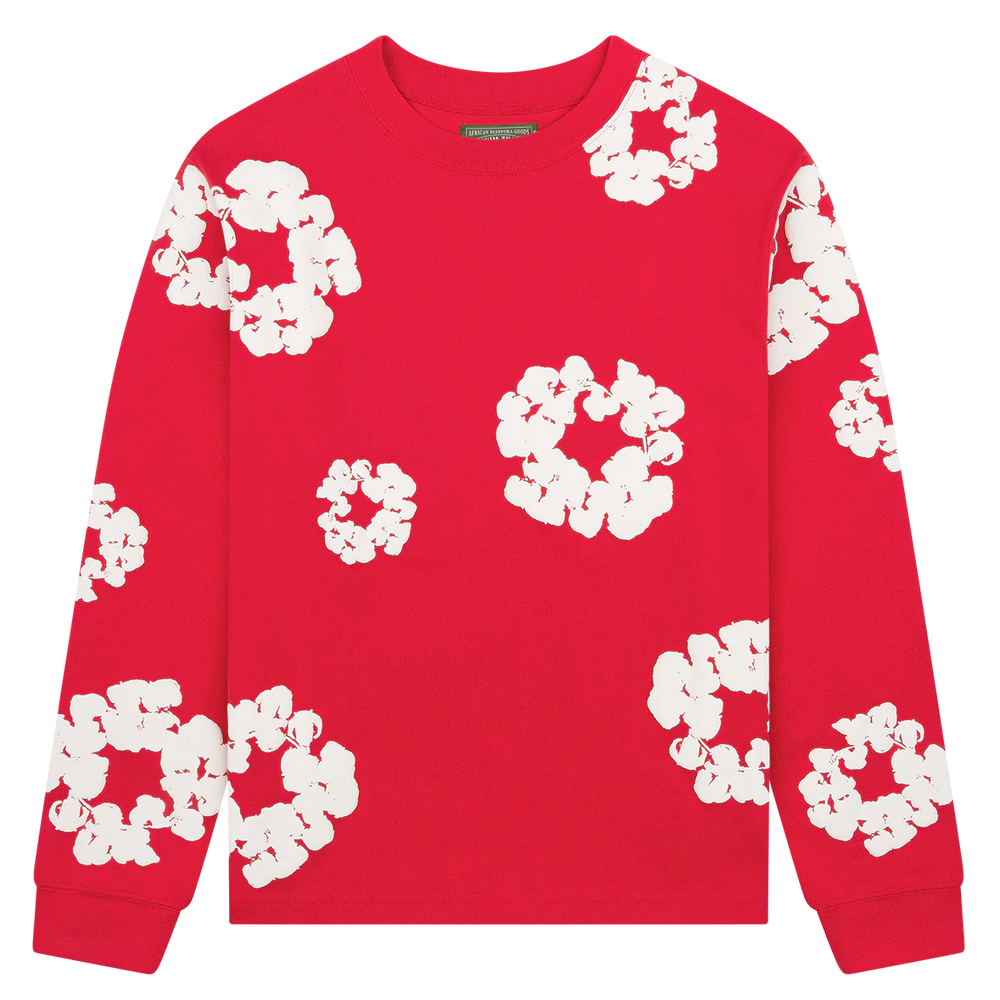 Denim Tears The Cotton Wreath Long Sleeve Red Tee