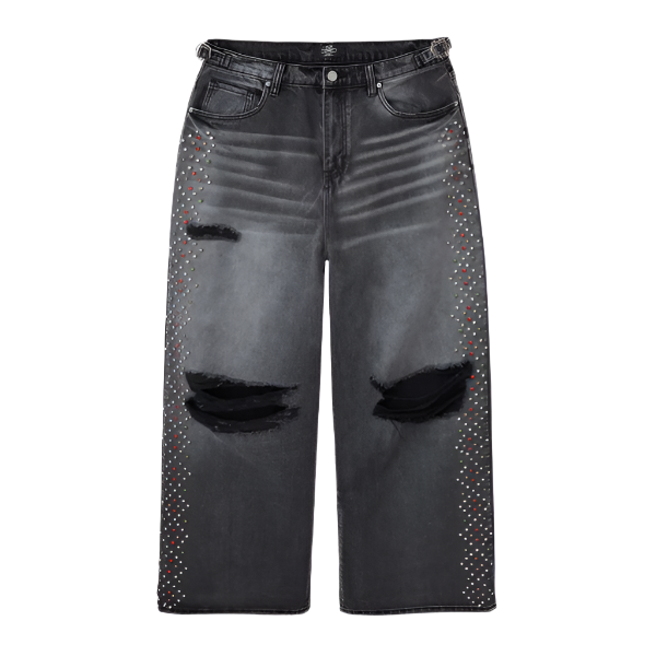HMDD Crystal H-Star Baggy Black Denim