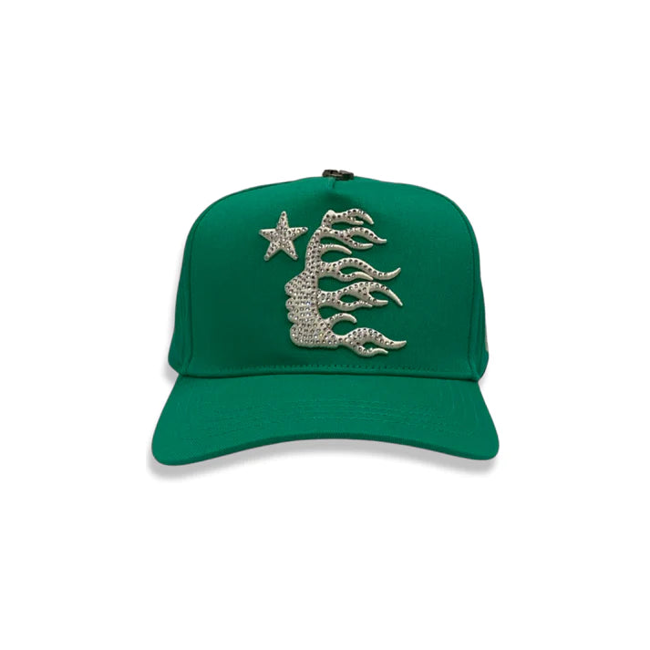 Hellstar Rhinestone Logo Green Snapback
